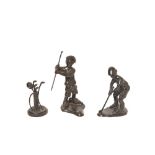 European bluing bronze golfers figures