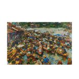 Floating market. Oil on canvas