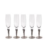 Glass and silver champagne glasses set