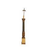 Carved, polychrome and gilt wood tole column lamp