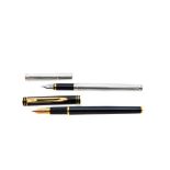 Waterman "Ideal" black lacquer and silver fountain pens lot