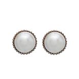 White gold, pearl and diamonds earrings