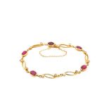 Gold, simile ruby and diamonds bracelet