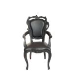 German "Smoke Chair" wood and black leather chiar, 2004