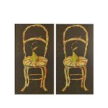 Chairs with pears. Pair litographs