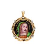 Gold, platinum, diamonds and enamel Virgin locket