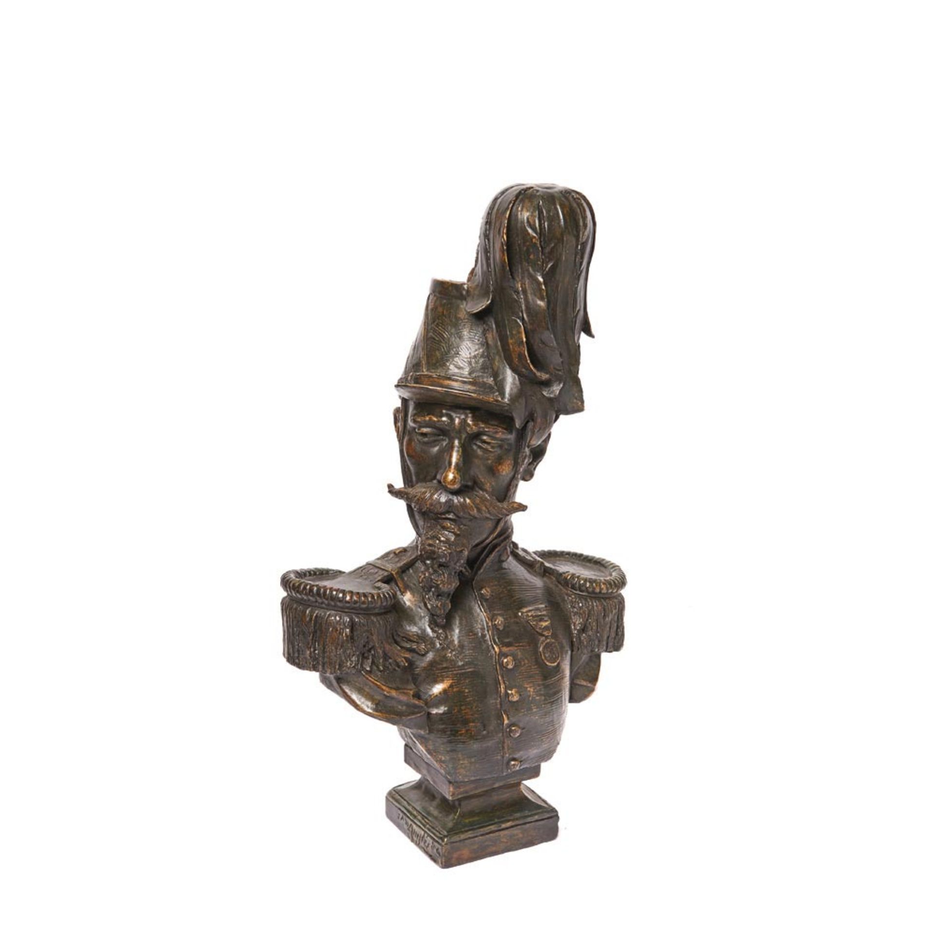 European patinated terracotta officer sculpture, late 19th century