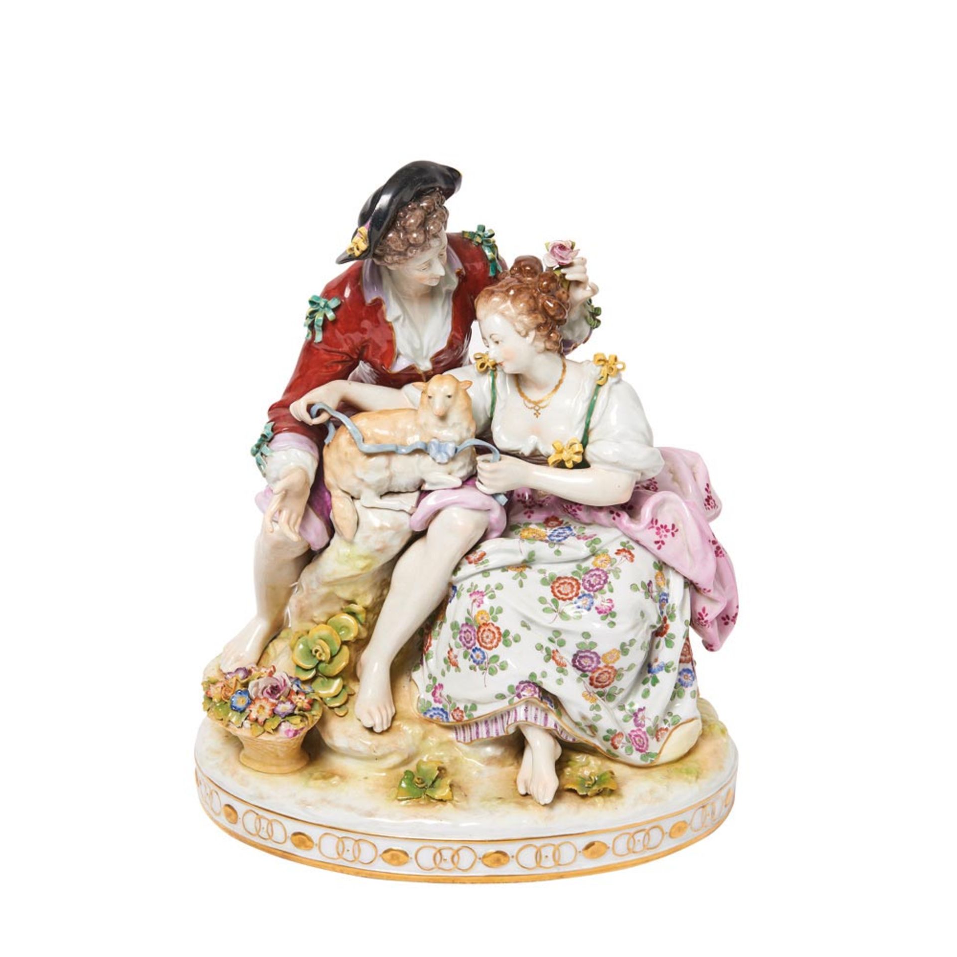German Rudolstadt Volksted porcelain group, late 19th century