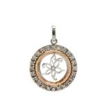 Gold, white gold and diamonds pendant