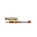 Visconti "Nefertiti" yellow celluloid, resin and silver fountain pen, c.1989