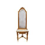 Carved and gilt wood Louis XVI style console with mirror, early 20th century