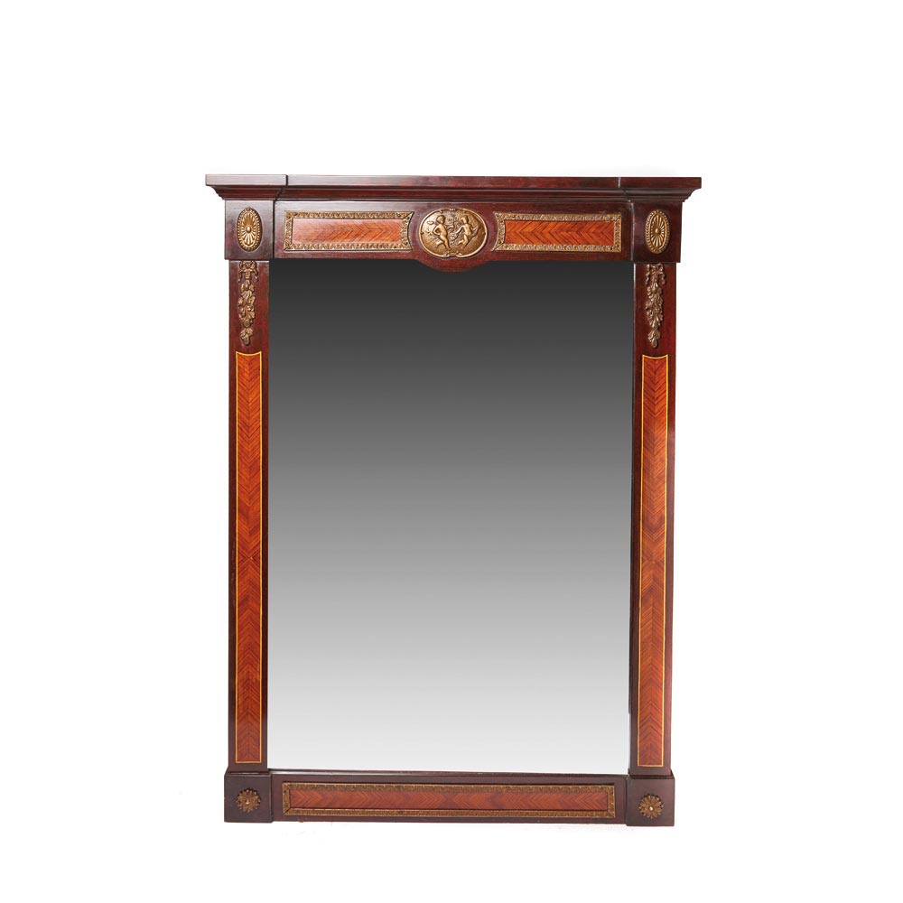 Spanish mahogany wood neoclassical style mirror