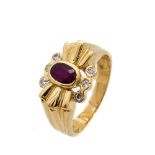 Gold, ruby and diamonds ring