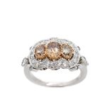 Gold, platinum and diamonds ring