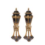 Bronze and marble Louis XVI style pair of cups, early 20th century