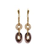 Gold and smoky quartz earrings