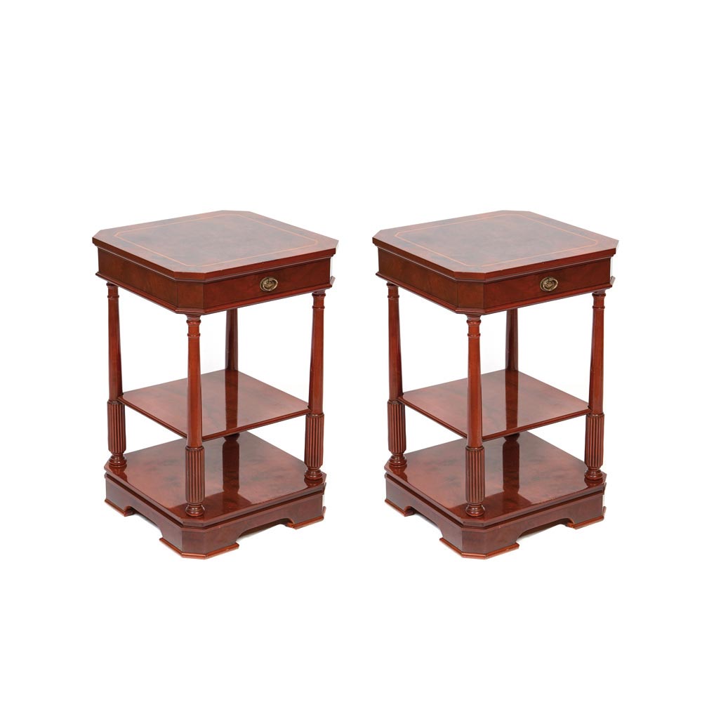 Wood pair of side tables
