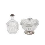 Cut glass and silver candlestick and sweet box lot