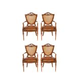 Oak wood and brown sky English style armchairs set
