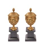 Bronze and marble Louis XVI style pair of cups