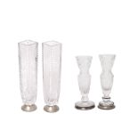 Cut glass and silver vases lot