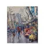 Ramblas. Barcelona. Oil on canvas