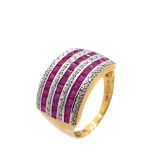 Gold, white gold, diamonds and rubies ring