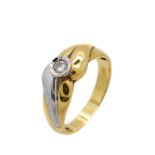 Gold, white gold and diamond ring