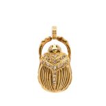 Gold and diamonds beetle pendant