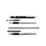 Dupont silver pen, Montblanc black resin pen and Cross and Sheaffer fountain pens lot