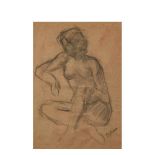 Female nude. Charcoal on paper drawing