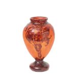 French Art Deco etched cameo glass "Prune" vase, c.1925-1928