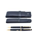 Montblanc "Meisterstück" black resin and gold plated pen and mechanical pencil set