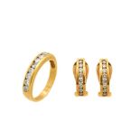 Gold and diamonds earrings and ring set