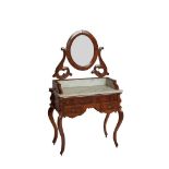 Isabelline mahogany wood and marble dressing table with mirror, late 19th century