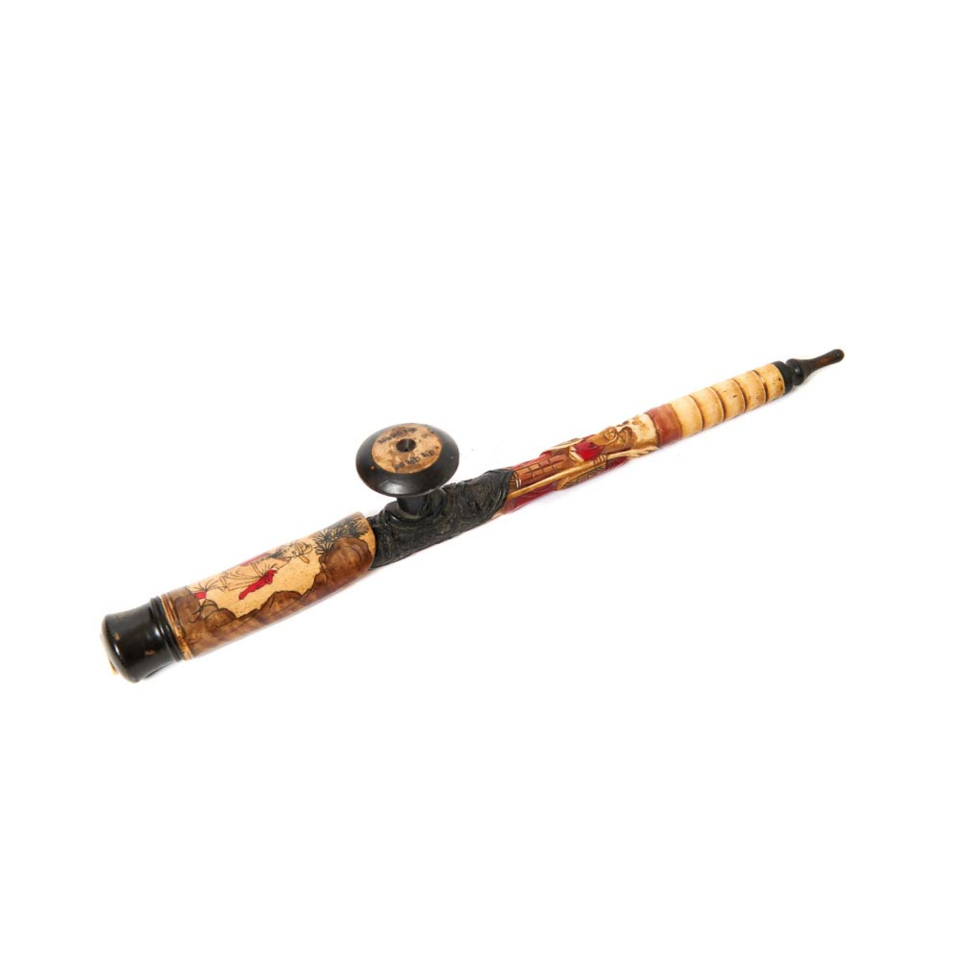 Chinese wood, metal and bone pipe