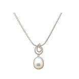 White gold, diamonds and pearl pendant