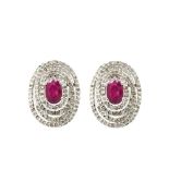 White gold, ruby and diamonds earrings