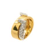 Portuguese gold, white gold 19K and diamonds ring