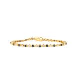 Gold, diamonds and blue sapphires bracelet