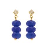 Gold 14K, diamond and blue sapphire earrings