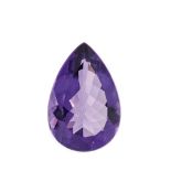 Amatista talla perilla. 21,07 x 14,7 x 8,0 mm. Peso: 12,70 ct. Excelente color y brillo morado