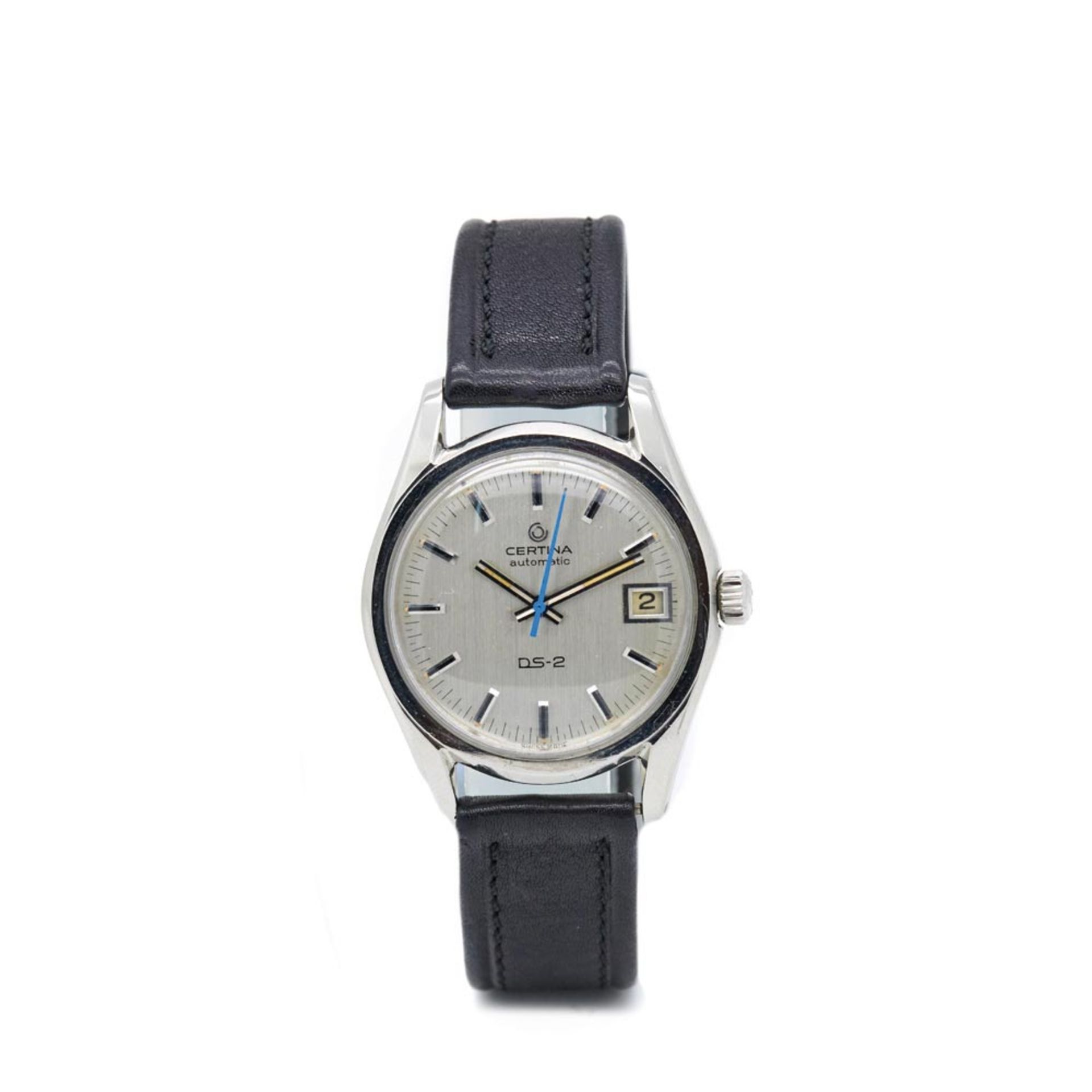 Reloj Certina modelo "Tortuga" de pulsera para caballero, c.1970. En acero y correa de piel.