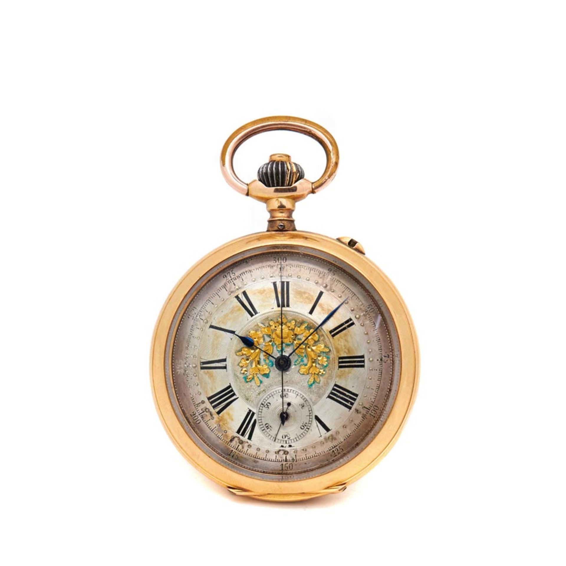 Reloj de bolsillo lepine Herbert, tercer cuarto del s.XIX. En oro. Esfera argenté con aplicaciones