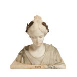 Giuseppe Bessi (Italia, 1857-1922) Saffo. Busto en alabastro. Firmado. Alt.: 34 cm.