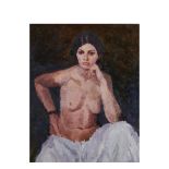 Joan Palet (Barcelona, 1911-1996) Semidesnudo femenino. Óleo sobre tela. Firmado. 61 x 50 cm. Sin