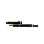 Pluma Montblanc colección Meisterstuck, modelo Legrand 146, c.1990. En resina negra con detalles