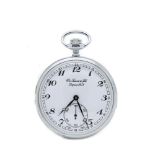 Reloj de bolsillo lepine Tissot & Fills. En acero. Esfera blanca con numeración arábiga y agujas