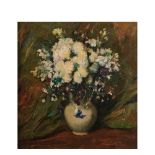 Ernest Santasusagna (Barcelona, 1900-1964) Jarrón con flores. Óleo sobre tela. Firmado. 54 x 50 cm.