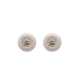 Pendientes en oro blanco con diamante talla brillante engastado en chatón. Peso diamantes: 0,30